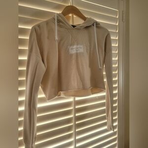 Abercrombie & Fitch Women's Beige Cropped Hoodie - Size XXS